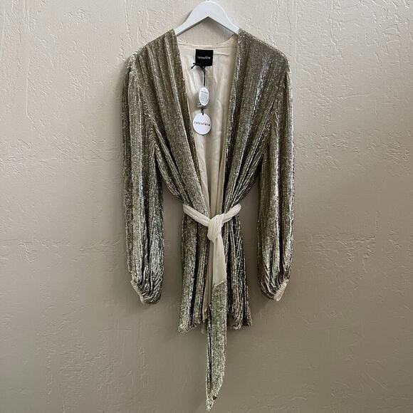 NEW $635 Retrofete Gabrielle Robe Dress Silver Sequin - Picture 7 of 10